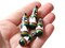 5 35mm Vintage Painted White Black and Red Teardrop Peruvian Clay Beads